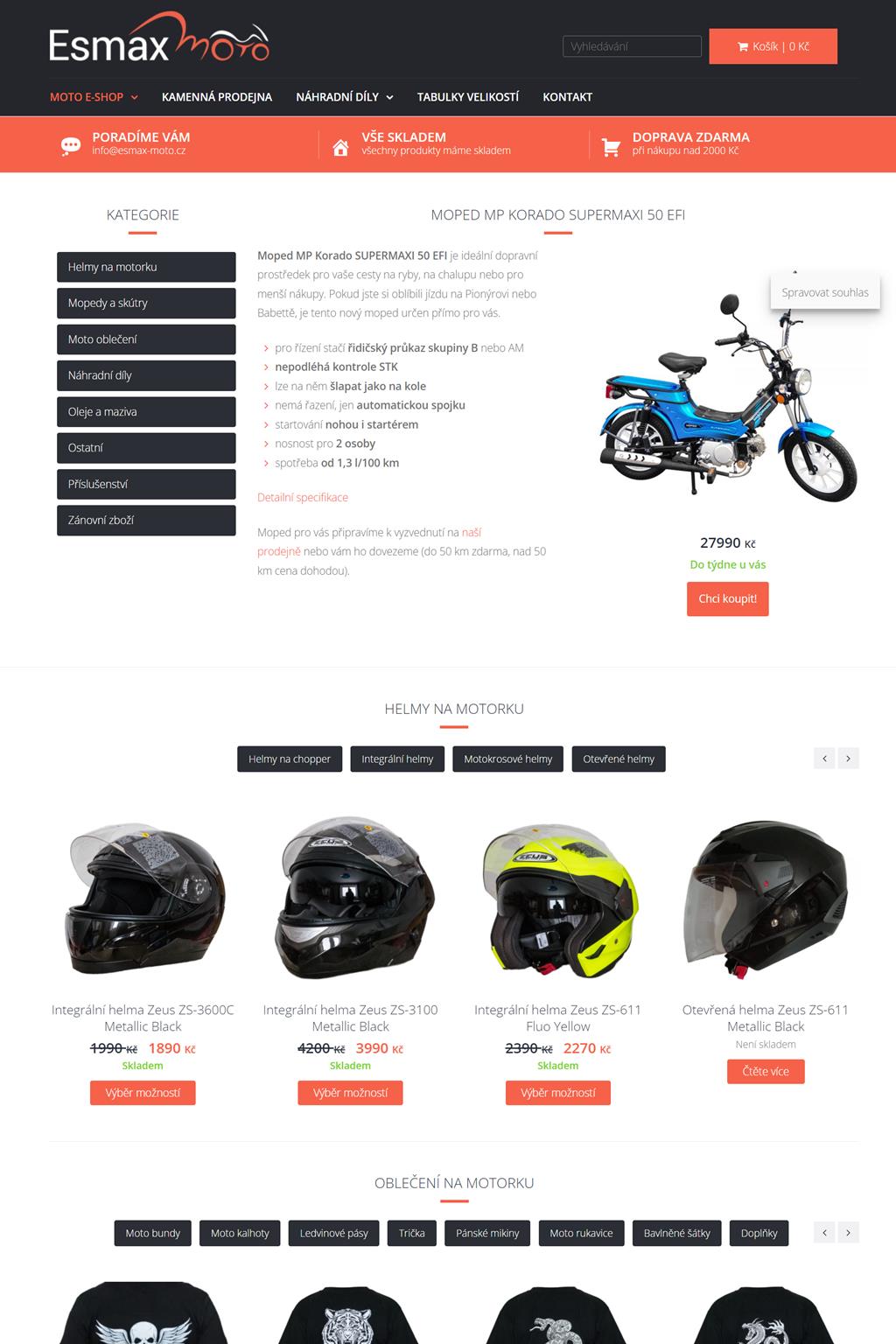 E-shop s motorkářským sortimentem