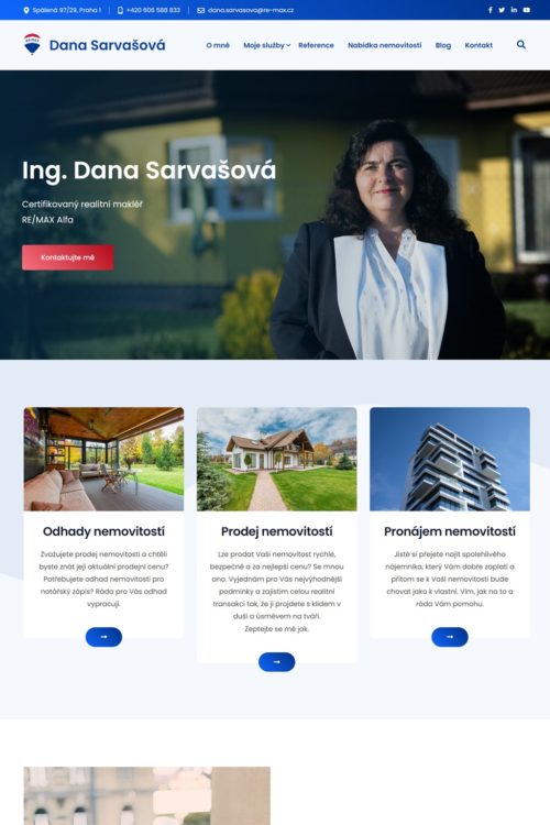 Danasarvasova.cz – web na univerzální makléřské šabloně RE/MAX Alfa